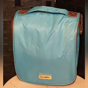 Samantha Brown Travel Jewelry Cosmetic Organizer Hair Toiletries Blue/Gold Hangs